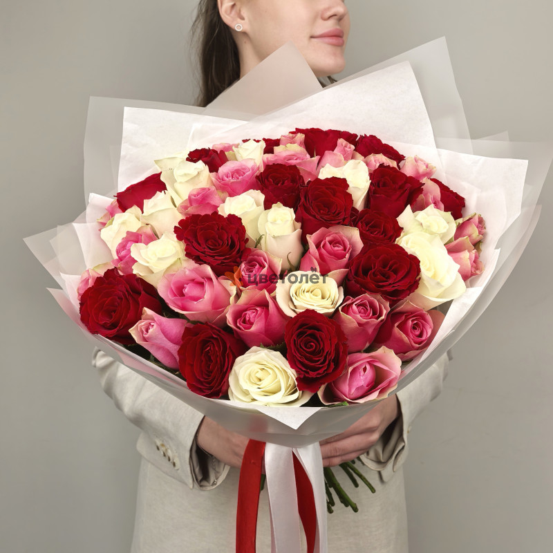Букет 51 роза микс
